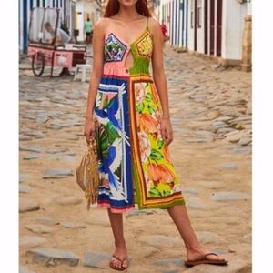 NEW Farm Rio Double Scarves Pastel Midi Dress Small